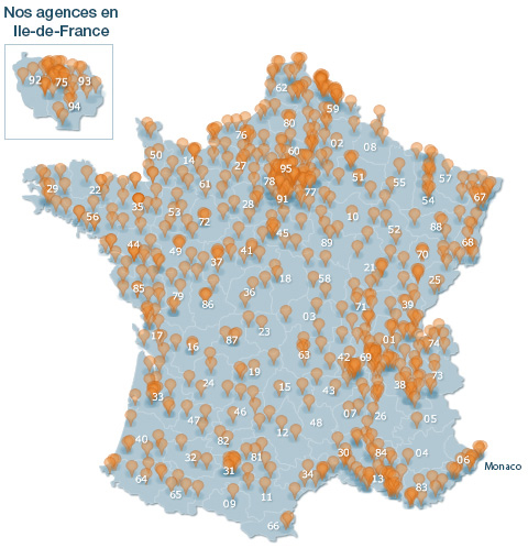 Carte de France de nos agences